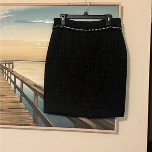 Tahari Black Pencil Skirt with Pearl Accent